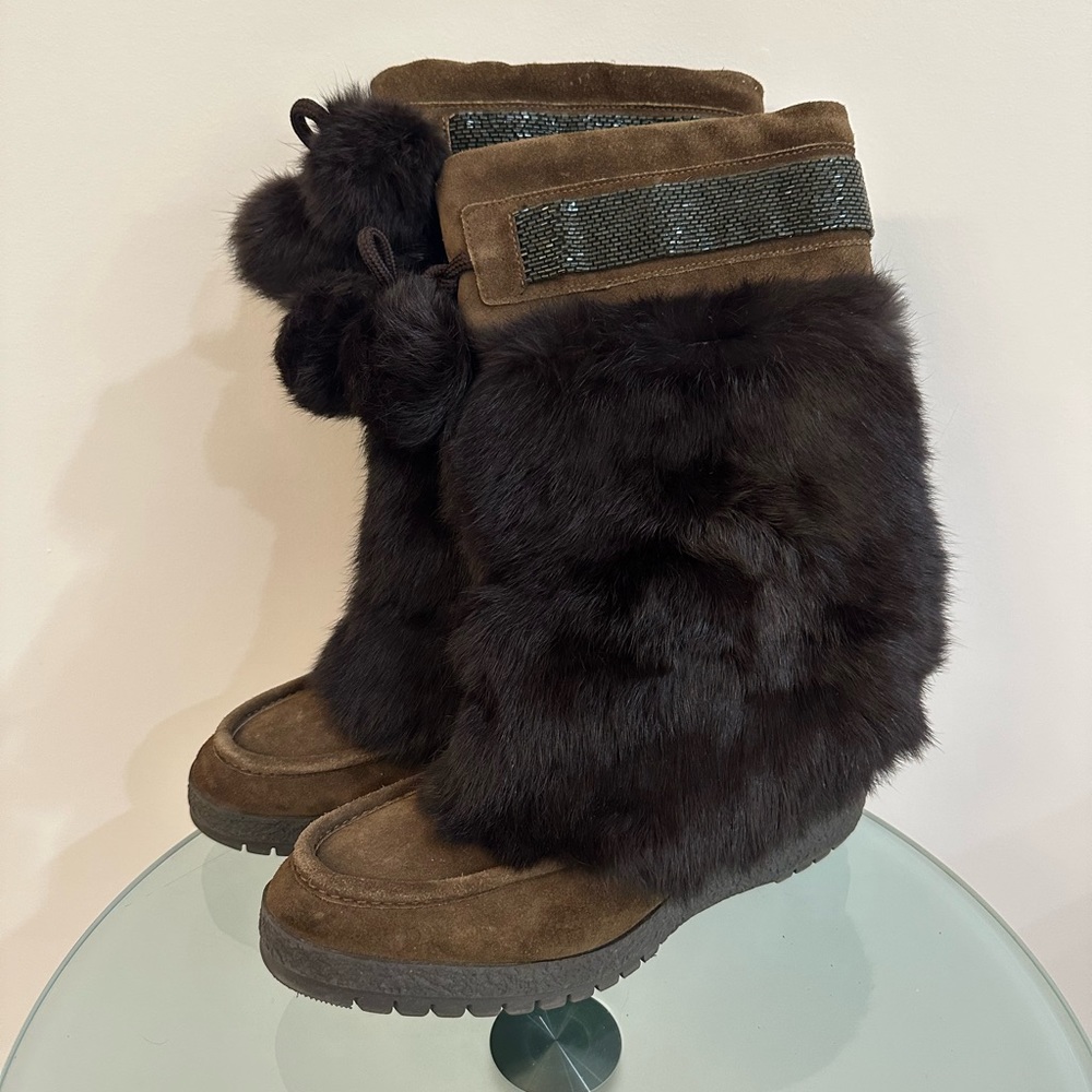 COACH Rabbit Fur Boots Size 9